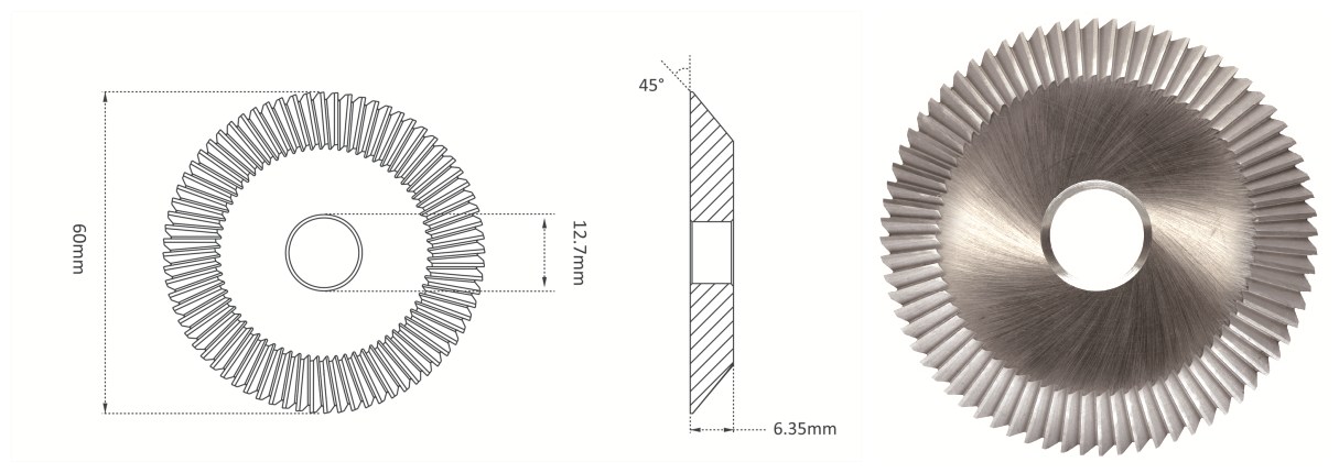 φ57.15x6.35xφ12.7x45°